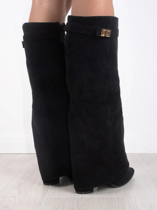 Damen Winter Kniestiefel mit seitlichem Reißverschluss und gepolsterter Innensohle