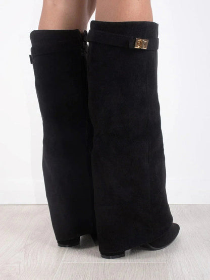 Damen Winter Kniestiefel mit seitlichem Reißverschluss und gepolsterter Innensohle