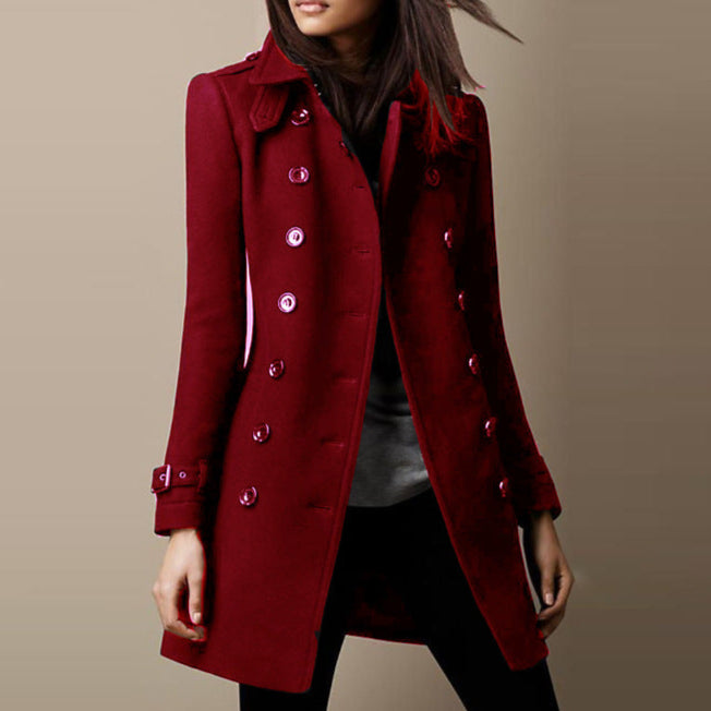 Damen Frühlingstrenchcoat mit mittlerem Schnitt und Knopfverschluss