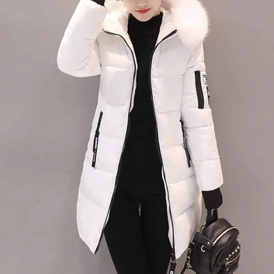 Damen Winter-Kapuzenjacke mit isoliertem Innenfutter und mehreren Taschen