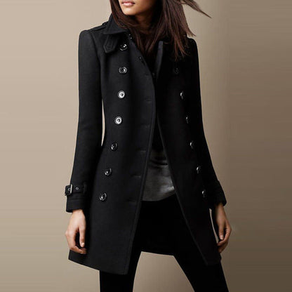 Damen Frühlingstrenchcoat mit mittlerem Schnitt und Knopfverschluss