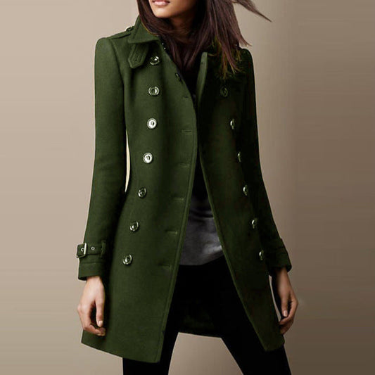 Damen Frühlingstrenchcoat mit mittlerem Schnitt und Knopfverschluss