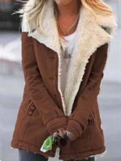 Damen Winterjacke mit Sherpa-Futter, windabweisender Außenschicht und Reißverschluss
