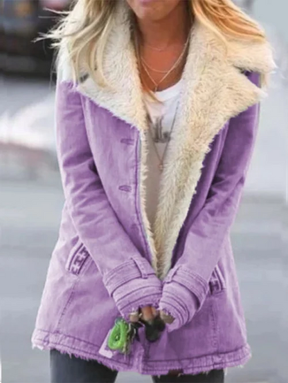 Damen Winterjacke mit Sherpa-Futter, windabweisender Außenschicht und Reißverschluss