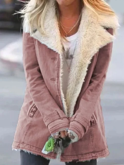 Damen Winterjacke mit Sherpa-Futter, windabweisender Außenschicht und Reißverschluss