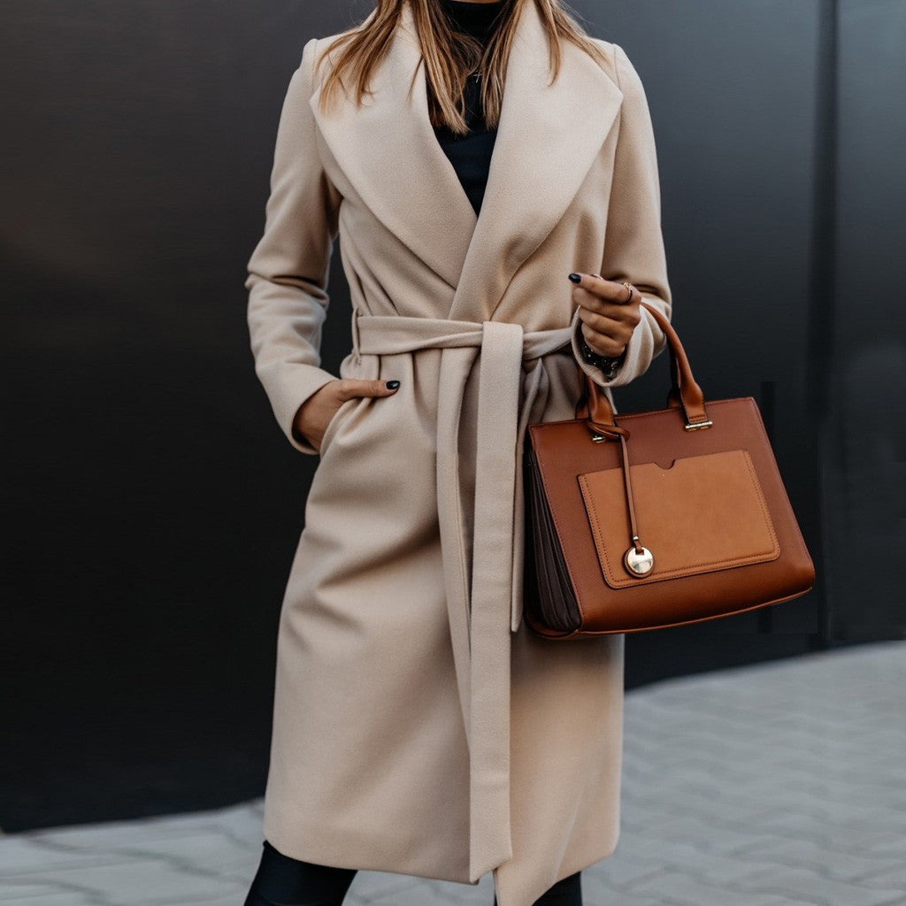Damen Herbst lange Strickjacke Blazer mit langen Ärmeln und offener Vorderseite