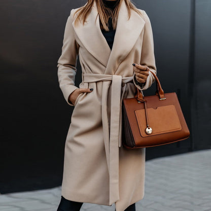 Damen Herbst lange Strickjacke Blazer mit langen Ärmeln und offener Vorderseite