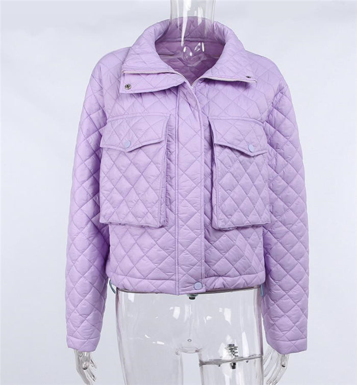 Damen Winterjacke mit lockerer Passform, Reißverschluss vorne, langen Ärmeln und Standardlänge
