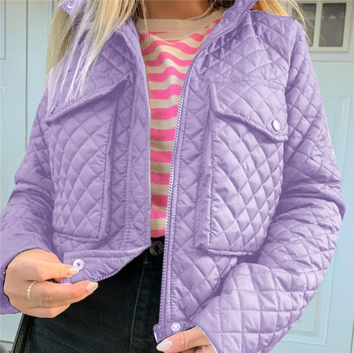 Damen Winterjacke mit lockerer Passform, Reißverschluss vorne, langen Ärmeln und Standardlänge