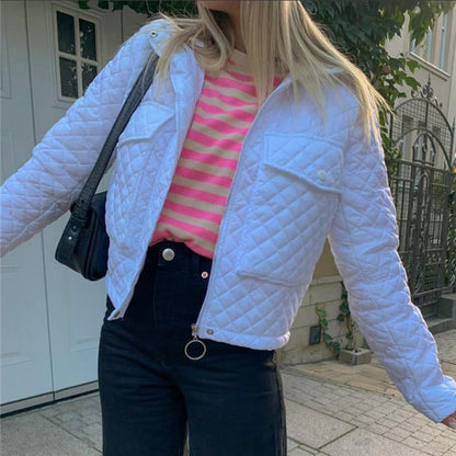 Damen Winterjacke mit lockerer Passform, Reißverschluss vorne, langen Ärmeln und Standardlänge