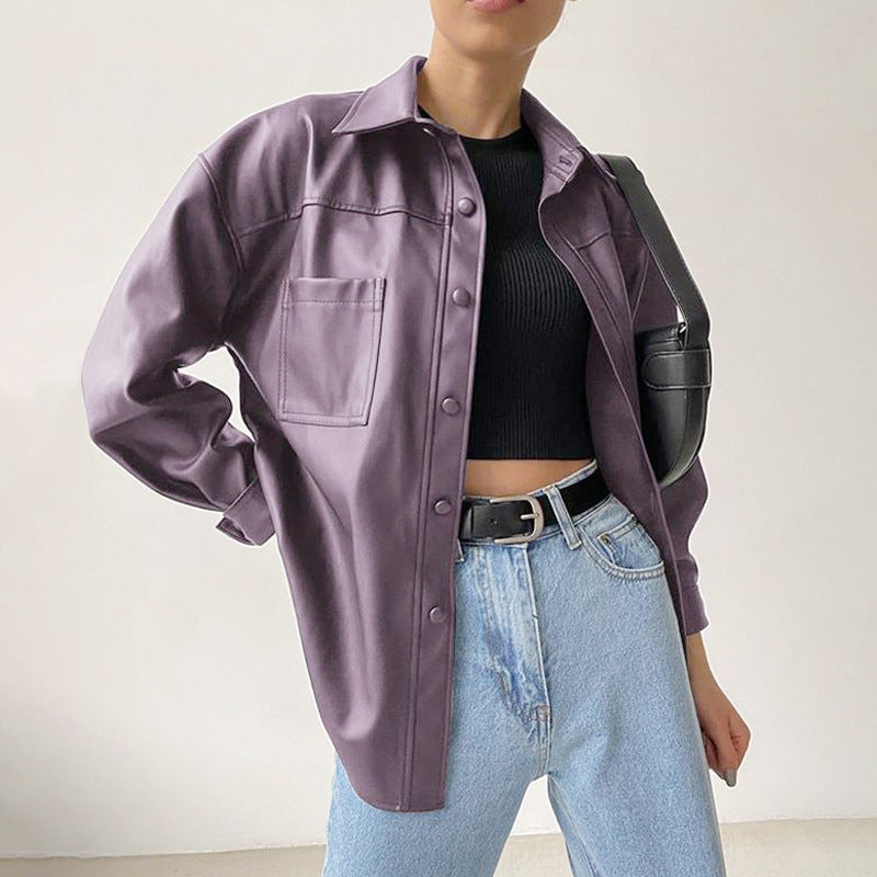 Damen Motorradjacke mit lockerer Passform, Tooling-Stil und Reißverschluss