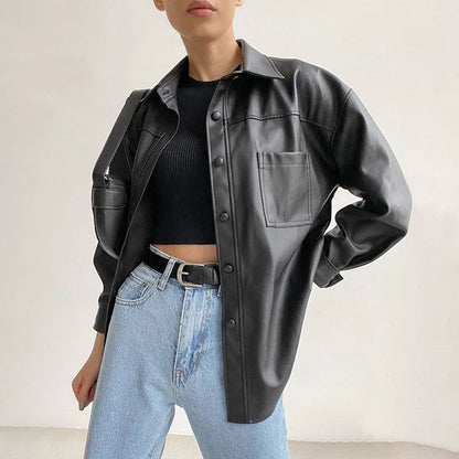 Damen Motorradjacke mit lockerer Passform, Tooling-Stil und Reißverschluss