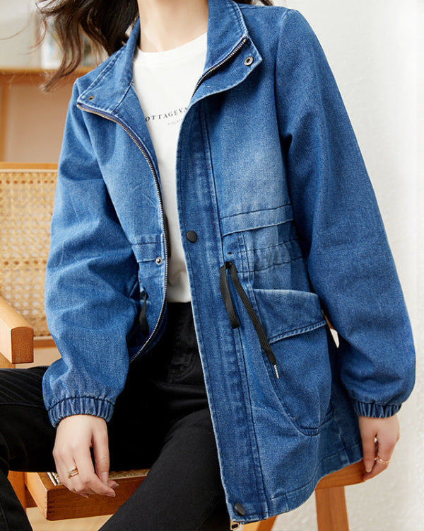 Damen Frühlingsjacke mit Knopfverschluss, strukturiertem Schnitt und Brusttaschen