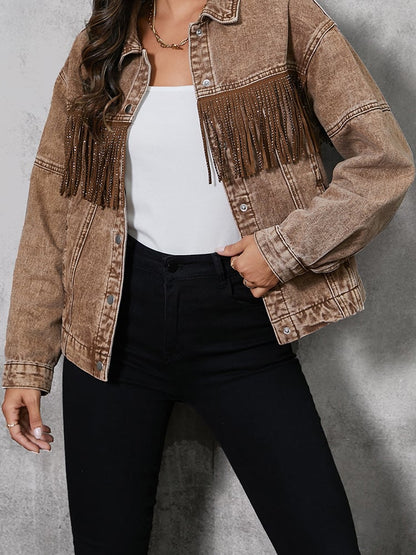 Damen Herbst Jacke Mantel mit strukturiertem Revers, regulärer Passform und langen Ärmeln