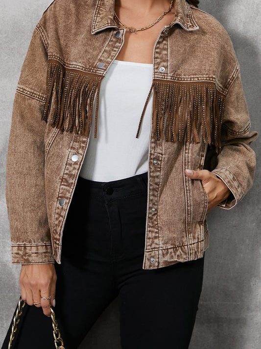 Damen Herbst Jacke Mantel mit strukturiertem Revers, regulärer Passform und langen Ärmeln