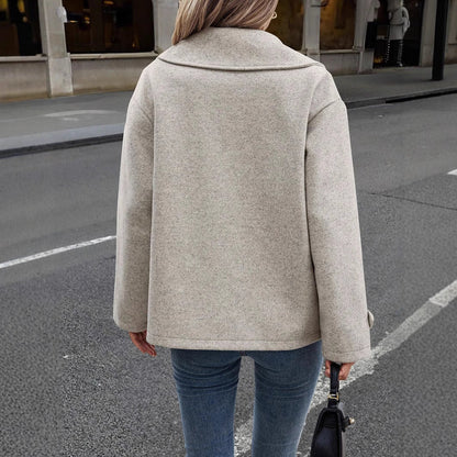 Damen Herbst Mantel Lockerer Schnitt Mittlere Stärke Mit Knopfverschluss