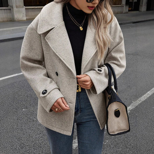 Damen Herbst Mantel Lockerer Schnitt Mittlere Stärke Mit Knopfverschluss
