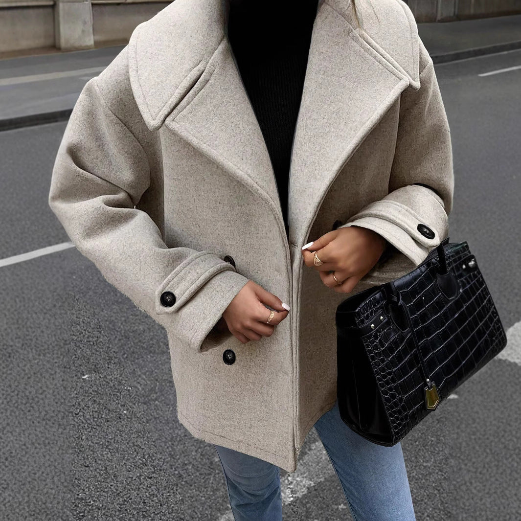 Damen Herbst Mantel Lockerer Schnitt Mittlere Stärke Mit Knopfverschluss