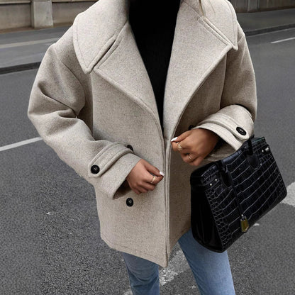 Damen Herbst Mantel Lockerer Schnitt Mittlere Stärke Mit Knopfverschluss