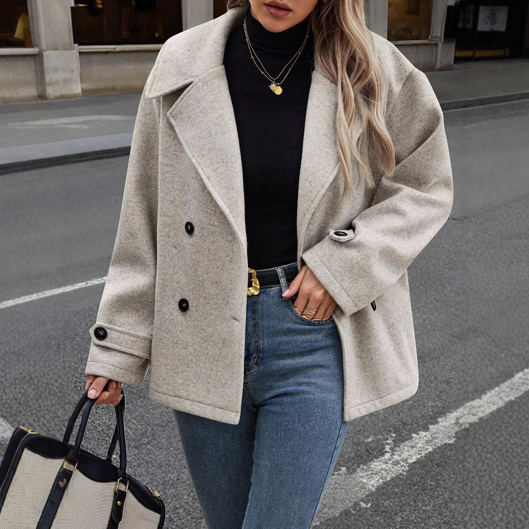 Damen Herbst Mantel Lockerer Schnitt Mittlere Stärke Mit Knopfverschluss
