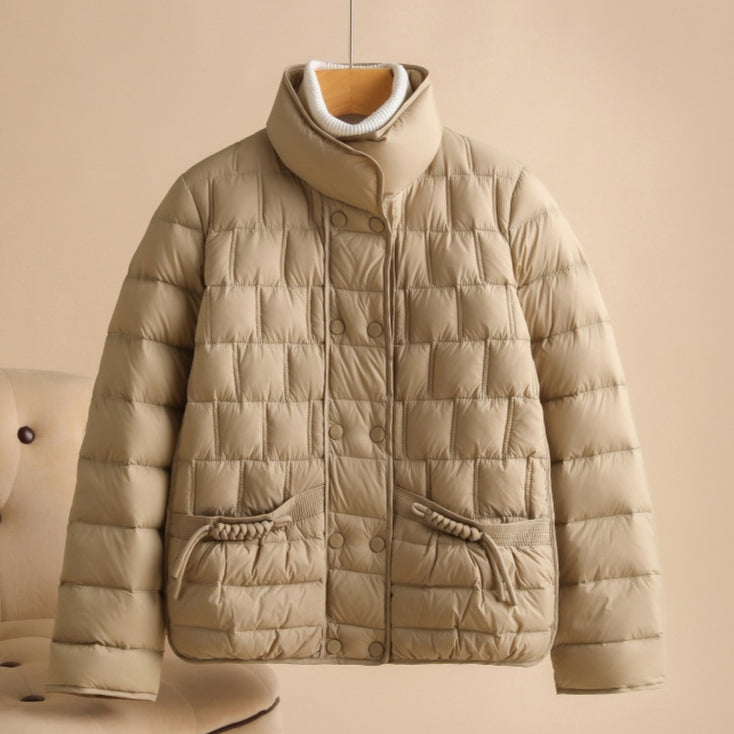 Damen Winter-Daunenjacke Kurz Geschnitten mit Taillierter Passform und Langarm