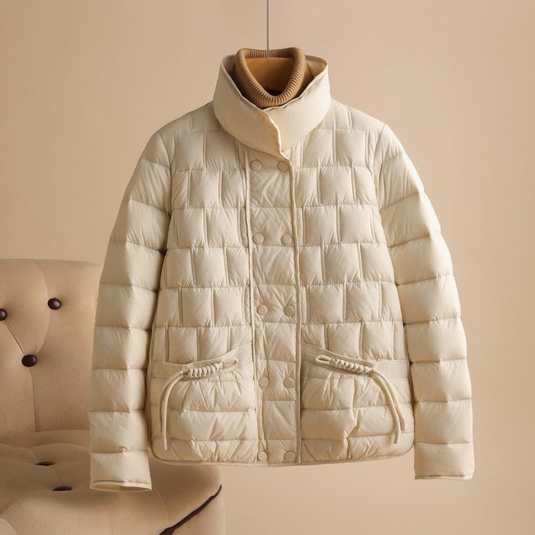Damen Winter-Daunenjacke Kurz Geschnitten mit Taillierter Passform und Langarm