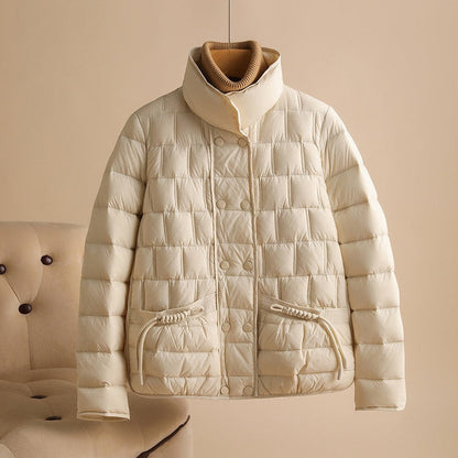 Damen Winter-Daunenjacke Kurz Geschnitten mit Taillierter Passform und Langarm