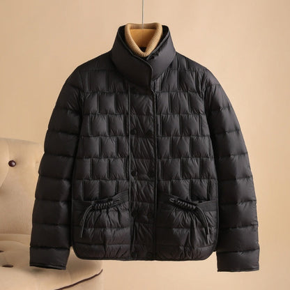 Damen Winter-Daunenjacke Kurz Geschnitten mit Taillierter Passform und Langarm