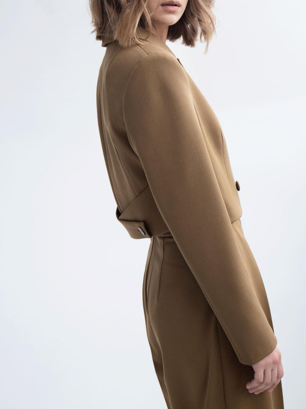 Damen Frühlings-Set mit Blazer und Hose – Kurzjacke und High-Waist Hose in voller Länge