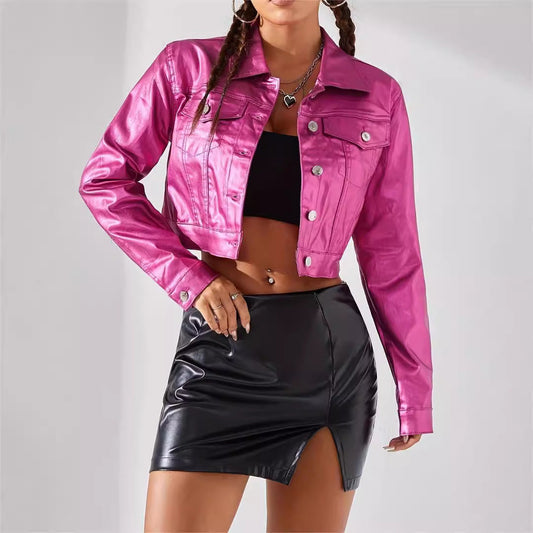 Damen Frühjahrsjacke mit regulärer Passform und glänzendem Finish