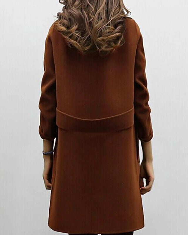 Damen-Winter-Trenchcoat mit Gürtel und Taschen