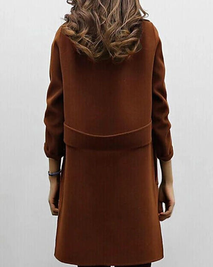 Damen-Winter-Trenchcoat mit Gürtel und Taschen