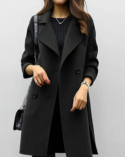 Damen-Winter-Trenchcoat mit Gürtel und Taschen