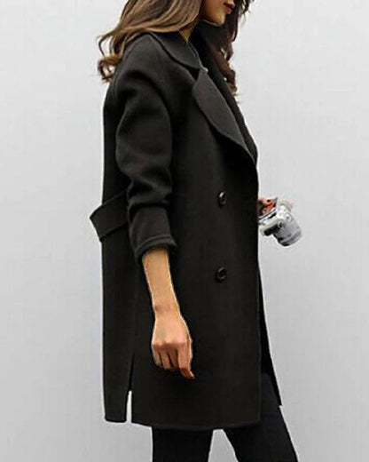 Damen-Winter-Trenchcoat mit Gürtel und Taschen