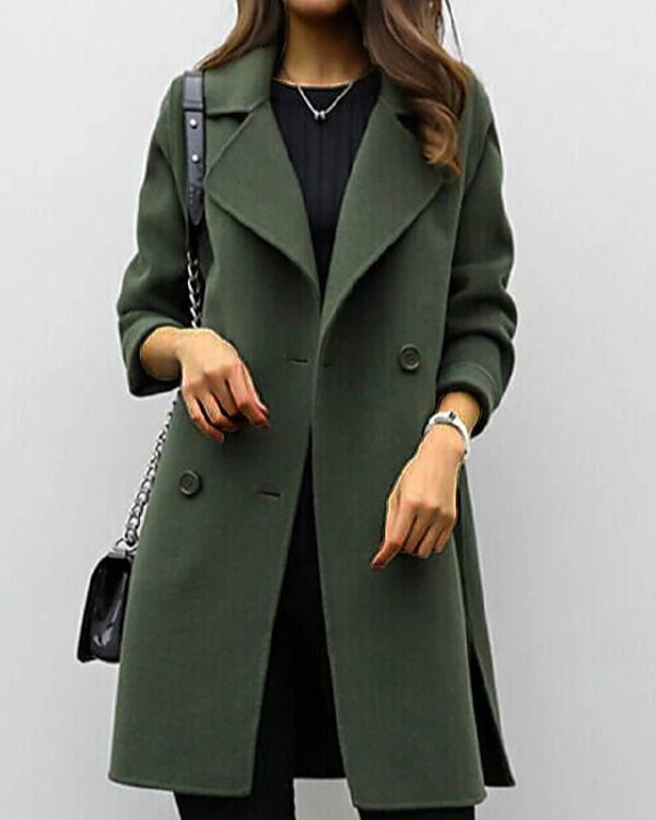 Damen-Winter-Trenchcoat mit Gürtel und Taschen