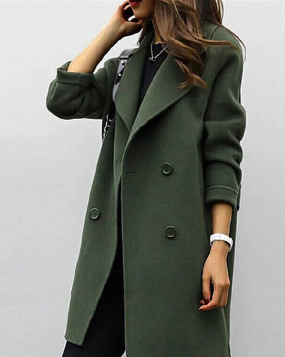 Damen-Winter-Trenchcoat mit Gürtel und Taschen
