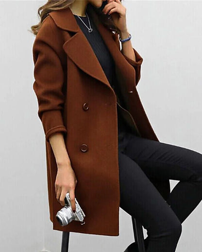 Damen-Winter-Trenchcoat mit Gürtel und Taschen