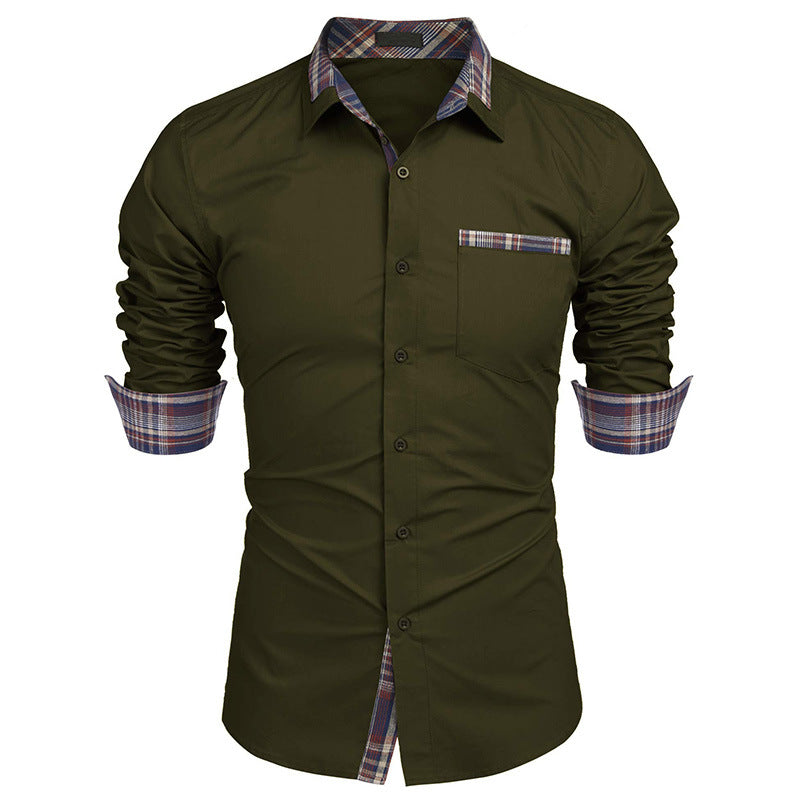 Herren Langarm-Hemd mit Slim-Fit, Karomuster und Reverskragen