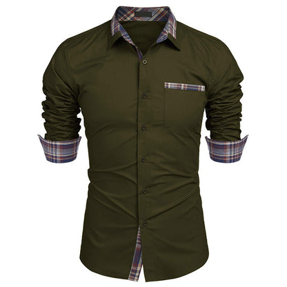 Herren Langarm-Hemd mit Slim-Fit, Karomuster und Reverskragen