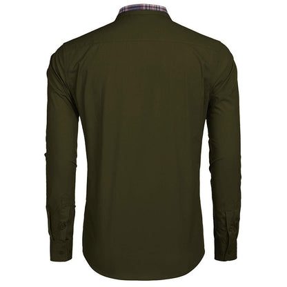 Herren Langarm-Hemd mit Slim-Fit, Karomuster und Reverskragen