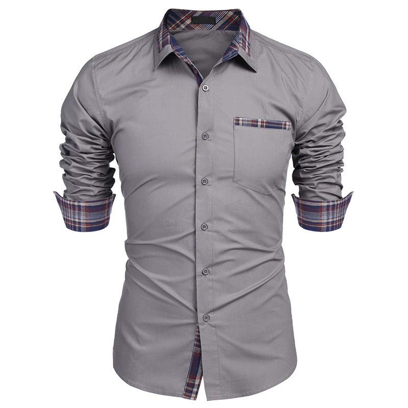 Herren Langarm-Hemd mit Slim-Fit, Karomuster und Reverskragen