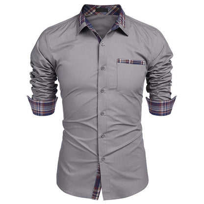 Herren Langarm-Hemd mit Slim-Fit, Karomuster und Reverskragen