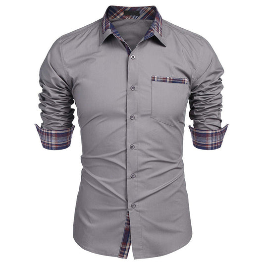 Herren Langarm-Hemd mit Slim-Fit, Karomuster und Reverskragen