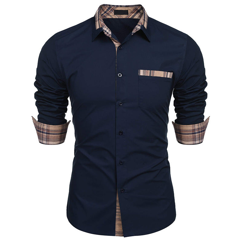 Herren Langarm-Hemd mit Slim-Fit, Karomuster und Reverskragen