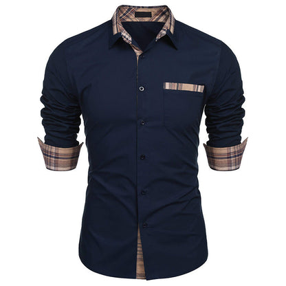 Herren Langarm-Hemd mit Slim-Fit, Karomuster und Reverskragen