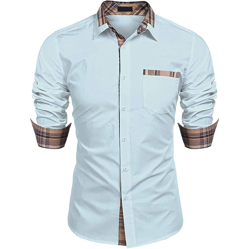 Herren Langarm-Hemd mit Slim-Fit, Karomuster und Reverskragen