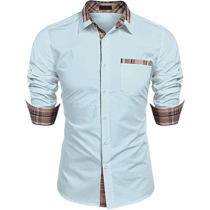 Herren Langarm-Hemd mit Slim-Fit, Karomuster und Reverskragen