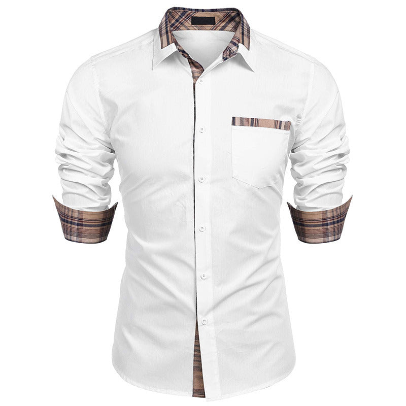Herren Langarm-Hemd mit Slim-Fit, Karomuster und Reverskragen