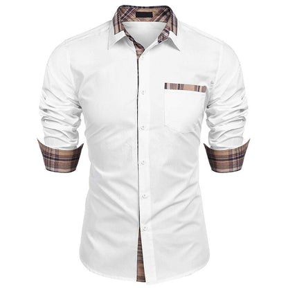 Herren Langarm-Hemd mit Slim-Fit, Karomuster und Reverskragen