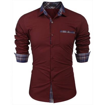 Herren Langarm-Hemd mit Slim-Fit, Karomuster und Reverskragen